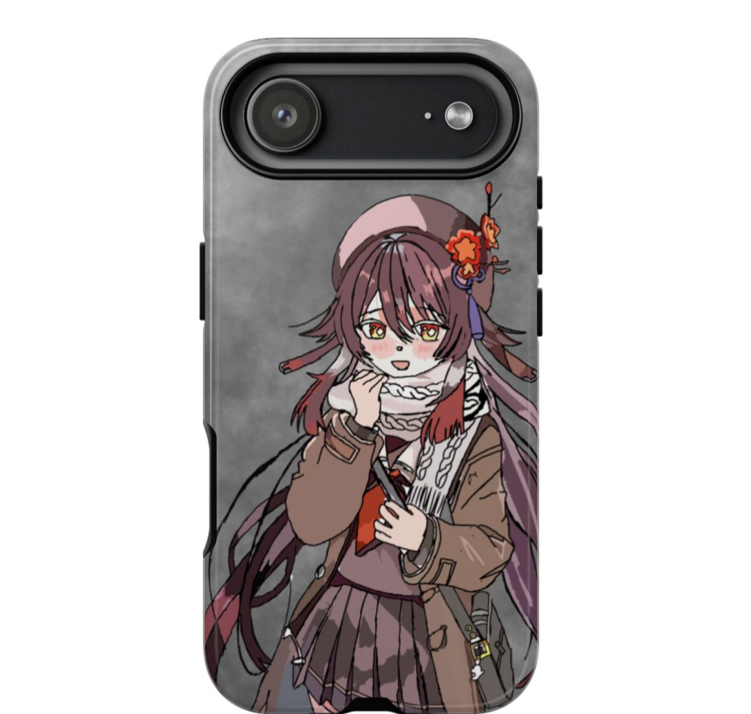 Phone case with anime character design on a screen